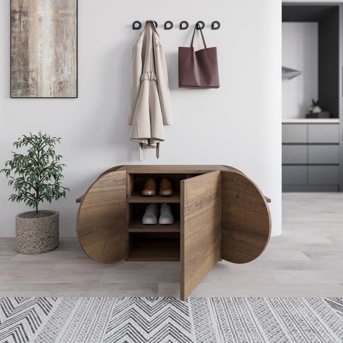 Dimehouse Schoenenkast Pozy Shoe Bench Naturel Melamine 110x50x40 4 Cm