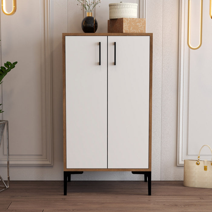 Dimehouse Schoenenkast Prag Walnoot Wit Melamine 60x111x35 Cm