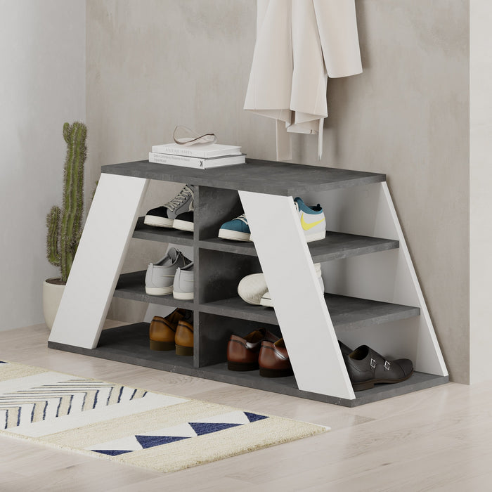 Dimehouse Schoenenkast Pyramid Grijs Wit Melamine 105 5x50x37 5 Cm