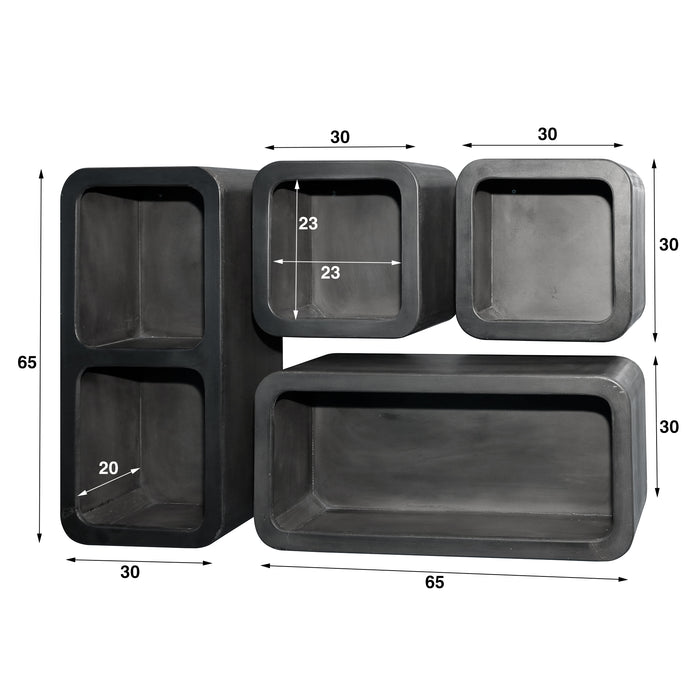 Dimehouse Set Van 4 Wandplanken Kai Acaciahout Donkergrijs