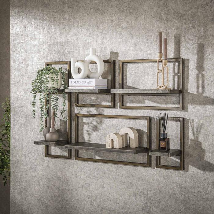 dimehouse Set van 5 wandrekken Ferre metaal antiek brons