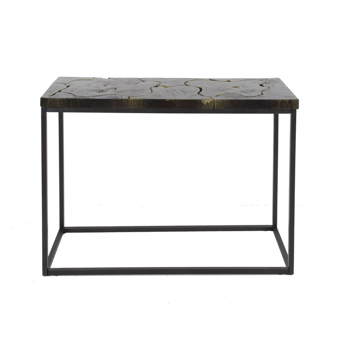 Dimehouse Sidetable Zwart Goud Teakhout Minette 100x35x75 Cm