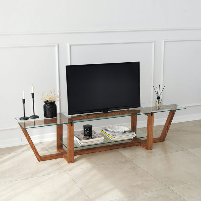 Dimehouse TV Meubel Amaufi Walnoot Glas 158x35x35 Cm