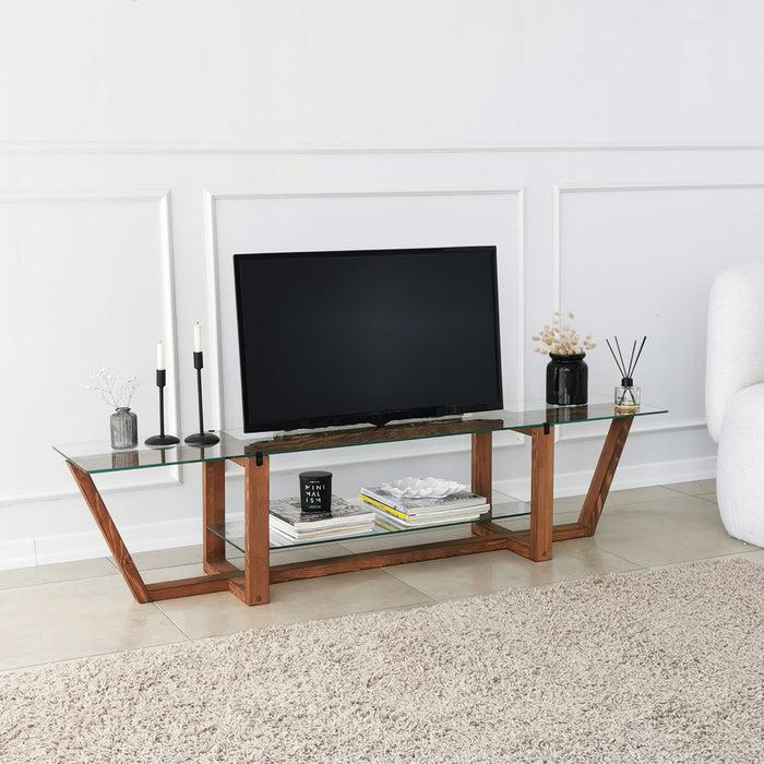 Dimehouse TV Meubel Amaufi Walnoot Glas 158x35x35 Cm