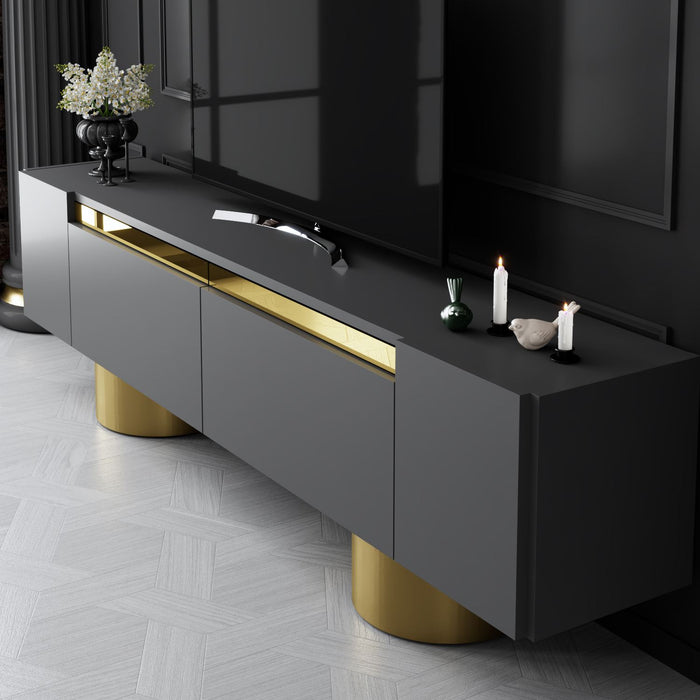 Dimehouse TV Meubel Antraciet Bohem 180x50x30 - Gouden Frame