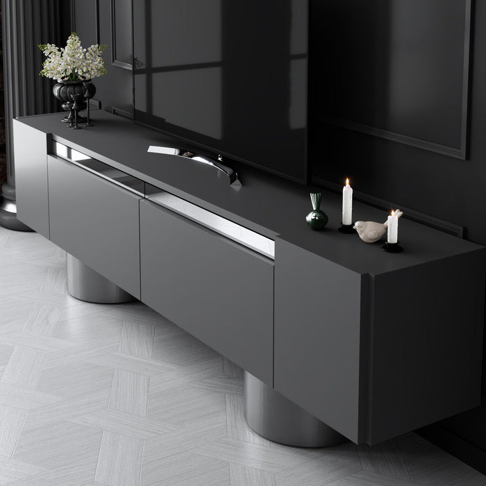 Dimehouse TV Meubel Antraciet Bohem 180x50x30 - Zilver Frame