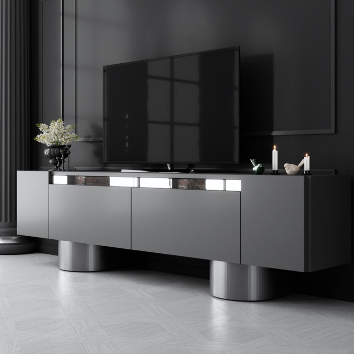 dimehouse TV Meubel Antraciet Bohem 180x50x30 - Zilver Frame dimehouse TV Meubel Antraciet Bohem 180x50x30 - Zilver Frame