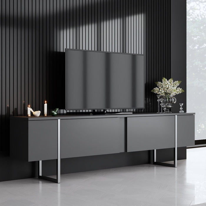 dimehouse TV Meubel Antraciet Luxe 180x50x30 - Zilver Frame