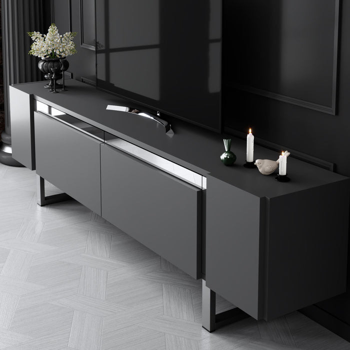 Dimehouse TV Meubel Antraciet Yildiz 180x50x30 - Zilver Frame