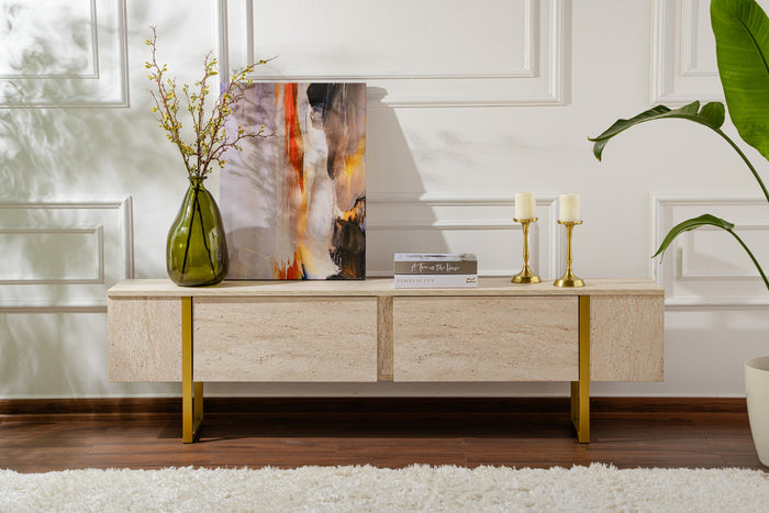 Dimehouse TV Meubel Beige Melamine Fouden Frame Blitz 50x180x29 5 Cm