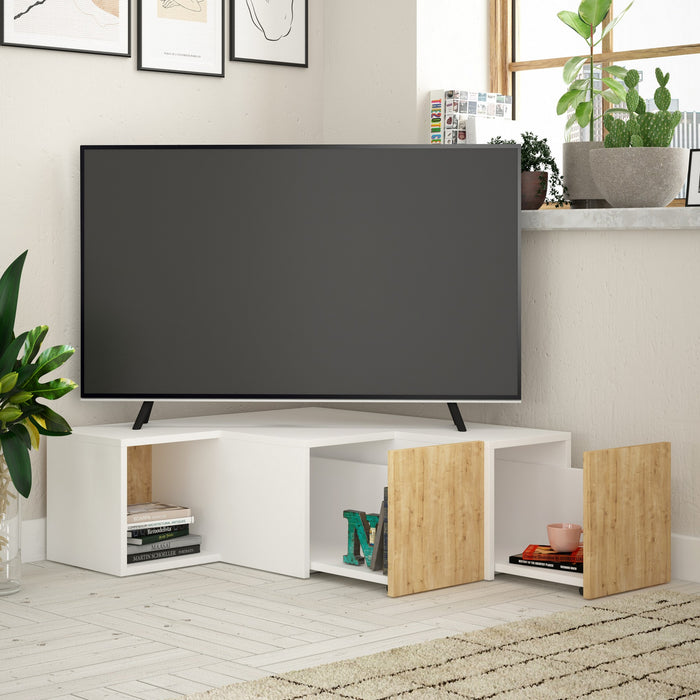Dimehouse TV Meubel Compact Wit Eik Melamine 90x32x92 Cm