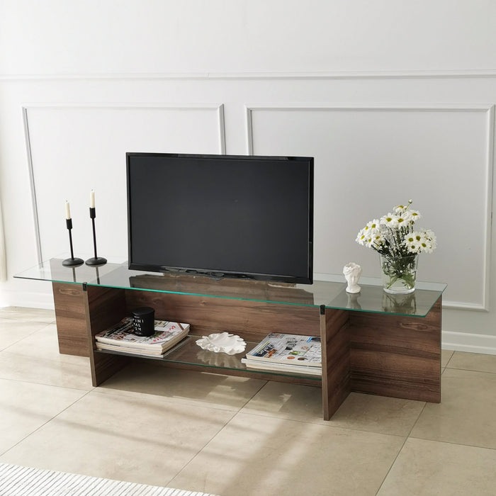 Dimehouse TV Meubel Escape TV Walnoot Glas 158x40x35 Cm