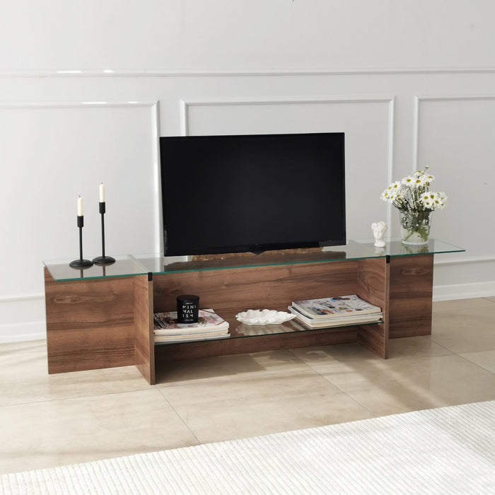 Dimehouse TV Meubel Escape TV Walnoot Glas 158x40x35 Cm