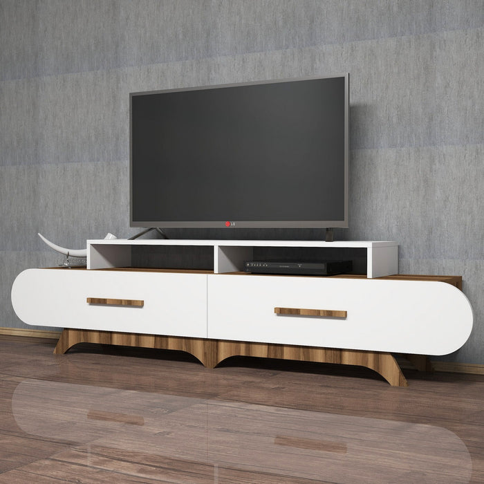 Dimehouse TV Meubel Flora Walnoot Wit Melamine 205x50x36 8 Cm