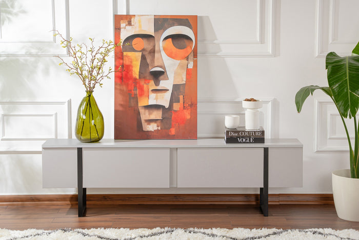 Dimehouse TV Meubel Grijs Melamine Gouden Frame Blitz 50x180x29 5 Cm