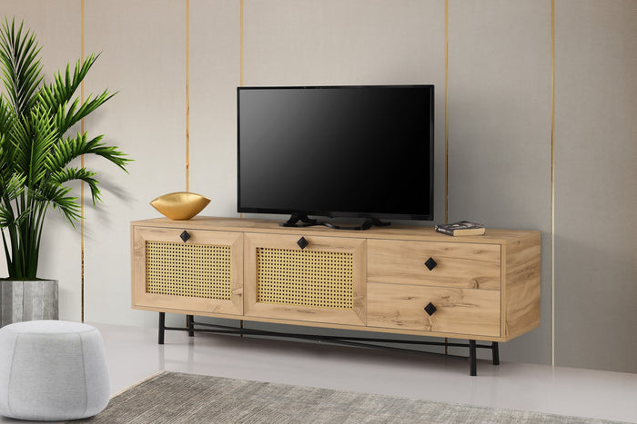 Dimehouse TV Meubel Hapsiyas Eik Zwart Melamine 180x60x40 Cm