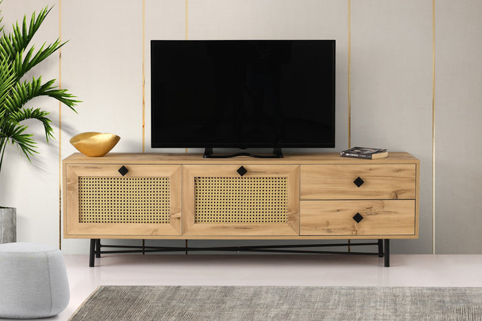 Dimehouse TV Meubel Hapsiyas Eik Zwart Melamine 180x60x40 Cm