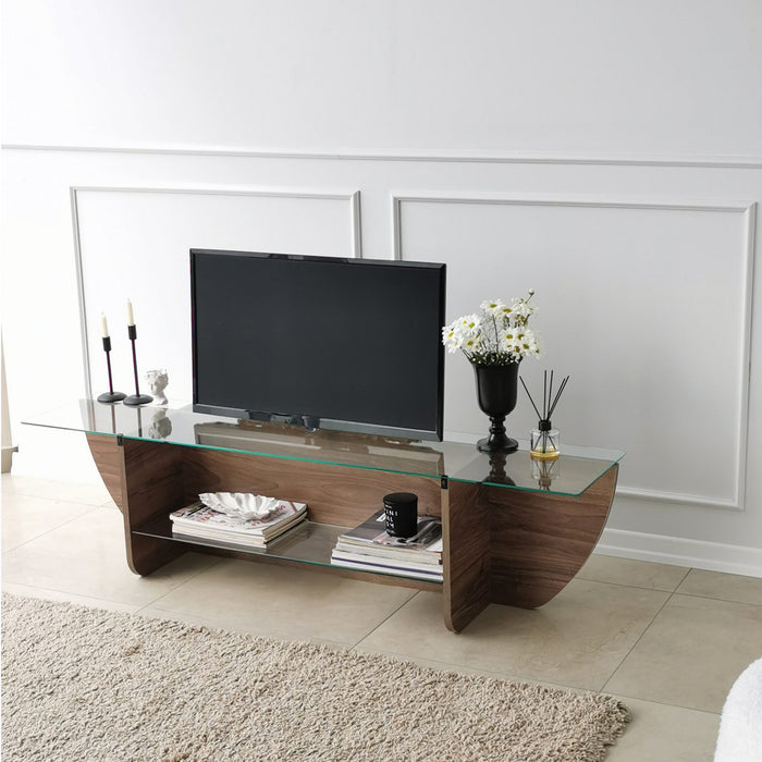 Dimehouse TV Meubel Lily TV Walnoot Glas 158x40x35 Cm