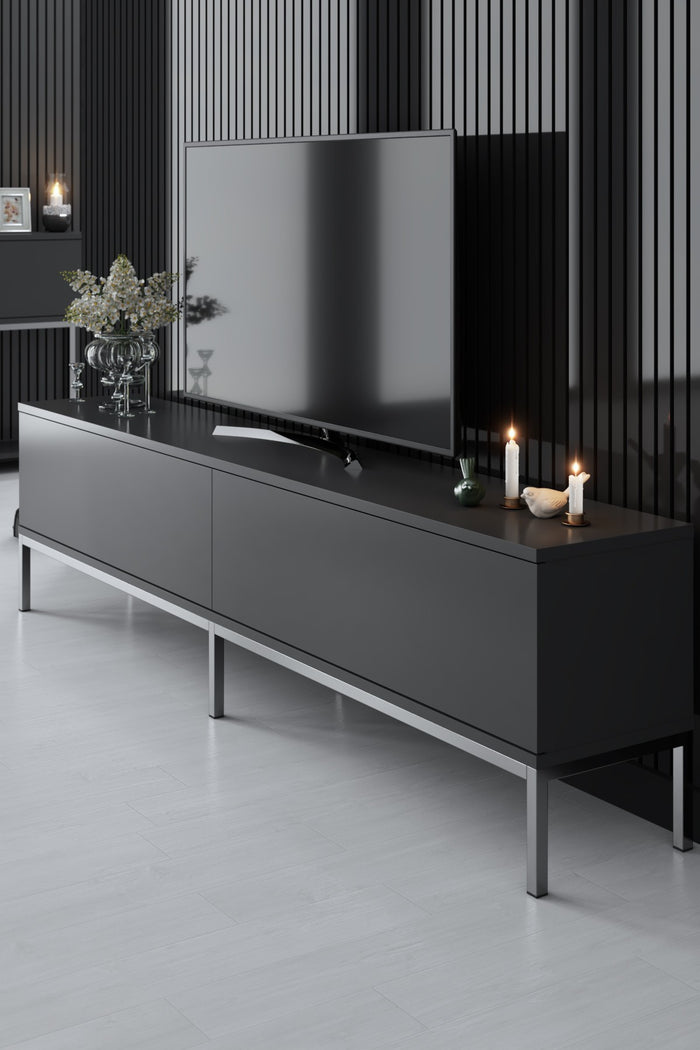 Dimehouse TV Meubel Lord Antraciet Zilver Melamine 180x47x30 Cm