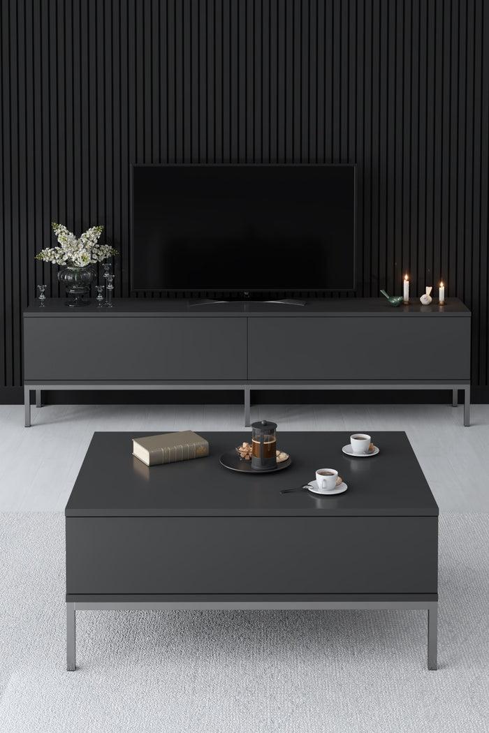 Dimehouse TV Meubel Lord Antraciet Zilver Melamine 180x47x30 Cm