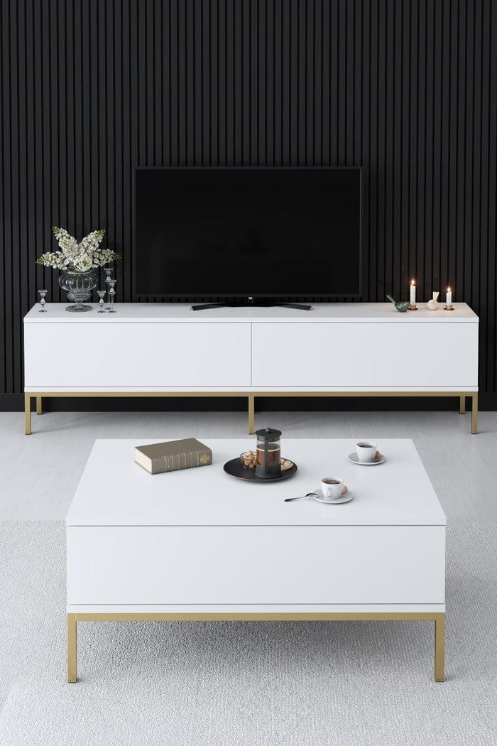 Dimehouse TV Meubel Lord Wit Goud Melamine 180x47x30 Cm
