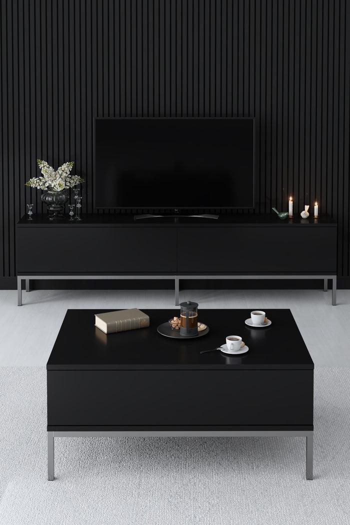 Dimehouse TV Meubel Lord Zwart Zilver Melamine 180x47x30 Cm