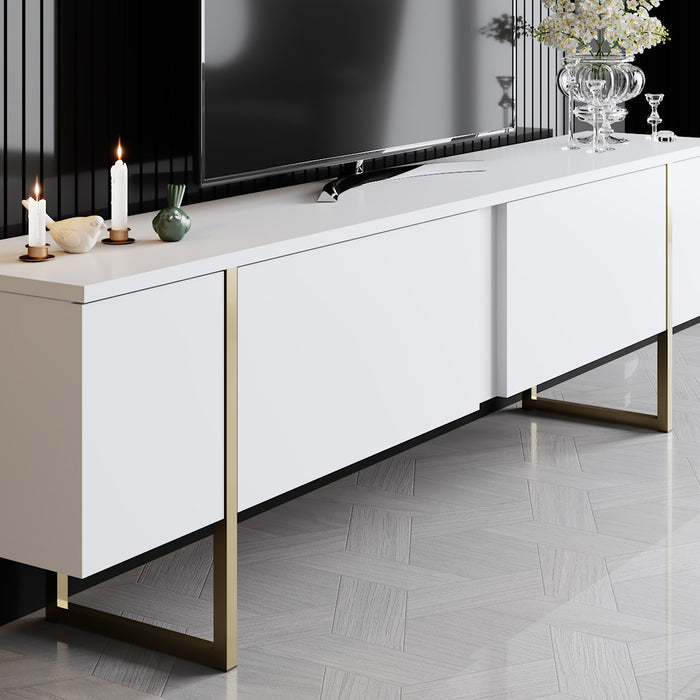Dimehouse TV Meubel Luxe Wit Goud Melamine 180x50x30 Cm