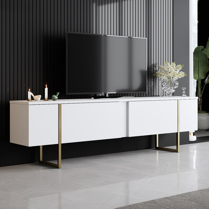 dimehouse TV Meubel Luxe Wit Goud Melamine 180x50x30 cm