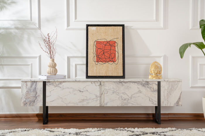 Dimehouse TV Meubel Marmer Melamine Zwart Frame Blitz 50x180x29 5 Cm