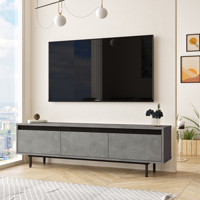 Dimehouse TV Meubel Maya Zilver Zwart Melamine 160x45 2x35 5 Cm