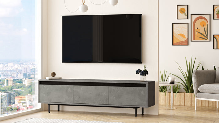 Dimehouse TV Meubel Maya Zilver Zwart Melamine 160x45 2x35 5 Cm