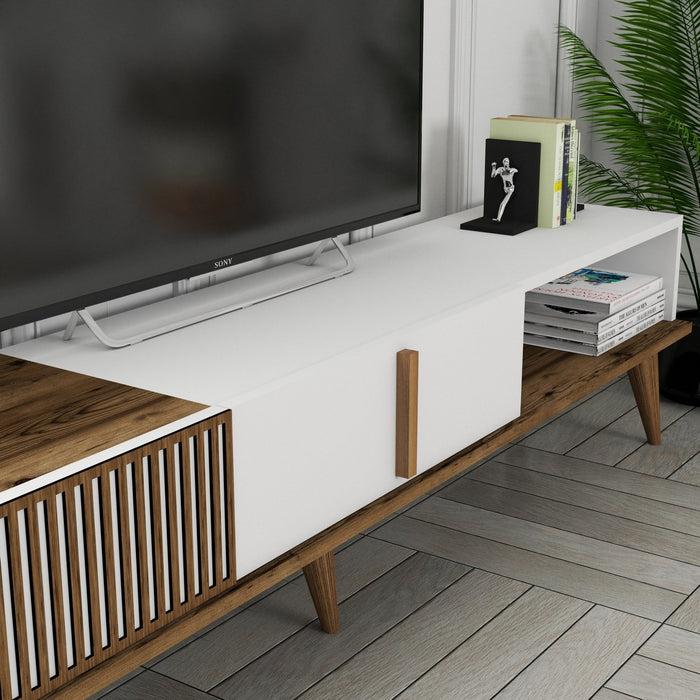 Dimehouse TV Meubel Milan Alt Walnoot Wit Melamine 180x40x35 Cm