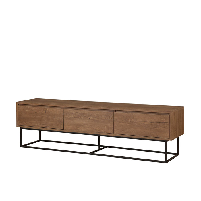 Dimehouse TV Meubel Milo Walnoot Zwart Melamine 180x50x40 Cm