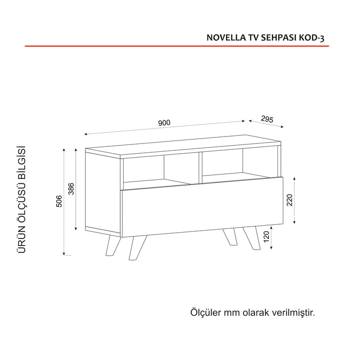 Dimehouse TV Meubel Novella Wit Walnoot Melamine 90x50 6x29 5 Cm