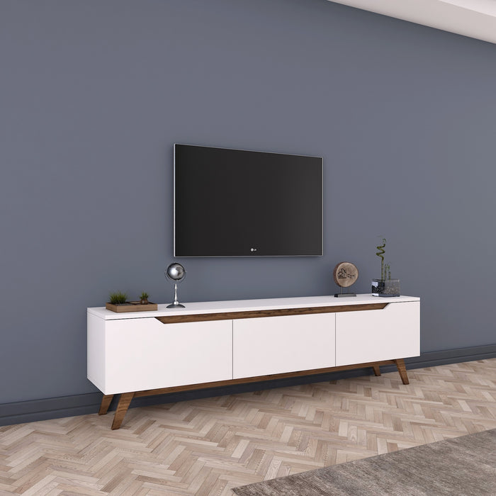 Dimehouse TV Meubel Osiris Wit Donker Walnoot Melamine 180x48 6x35 Cm