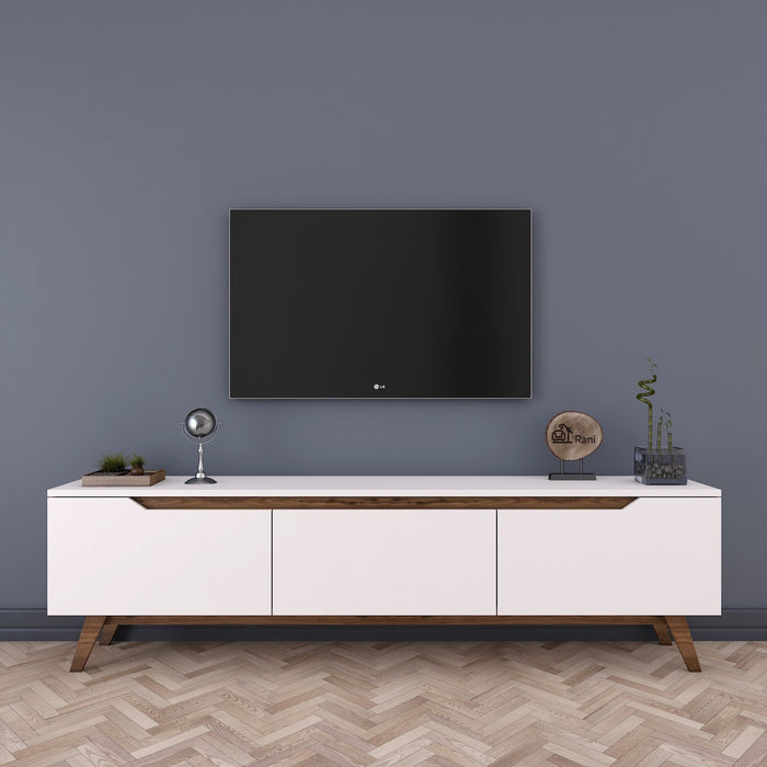 Dimehouse TV Meubel Osiris Wit Donker Walnoot Melamine 180x48 6x35 Cm