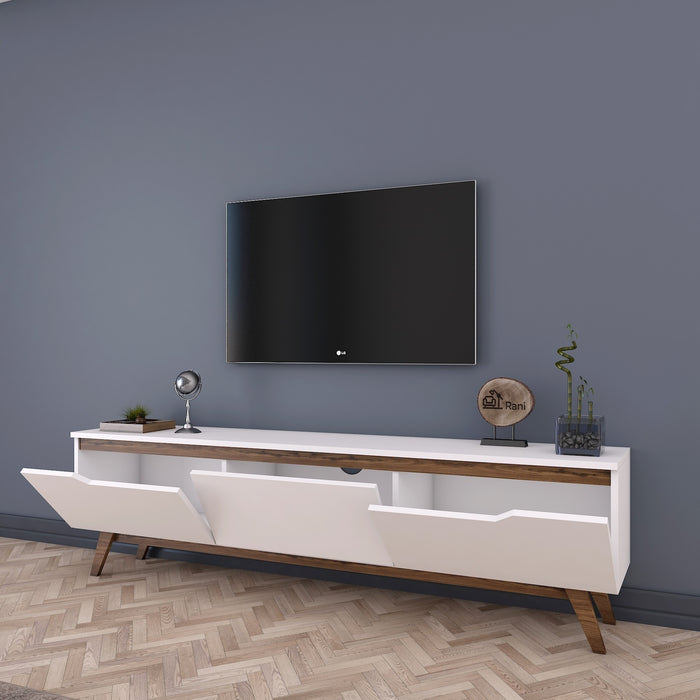 Dimehouse TV Meubel Osiris Wit Donker Walnoot Melamine 180x48 6x35 Cm
