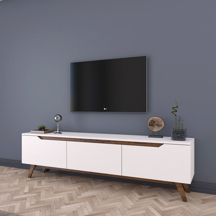 dimehouse TV Meubel Osiris Wit Donker Walnoot Melamine 180x48 6x35 cm