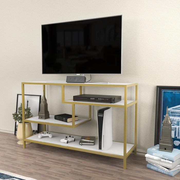 Dimehouse TV Meubel Robbins Gold Goud Wit Melamine 120x75x39 Cm