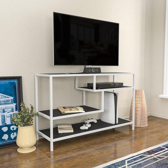 Dimehouse TV Meubel Robbins White Wit Antraciet Melamine 120x75x39 Cm