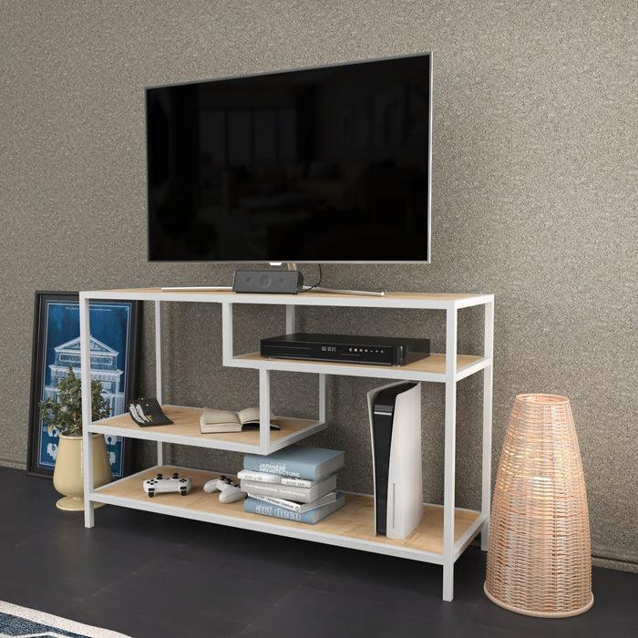 Dimehouse TV Meubel Robbins White Wit Eik Melamine 120x75x39 Cm