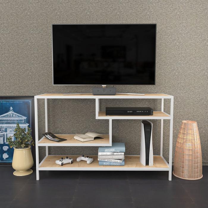 Dimehouse TV Meubel Robbins White Wit Eik Melamine 120x75x39 Cm