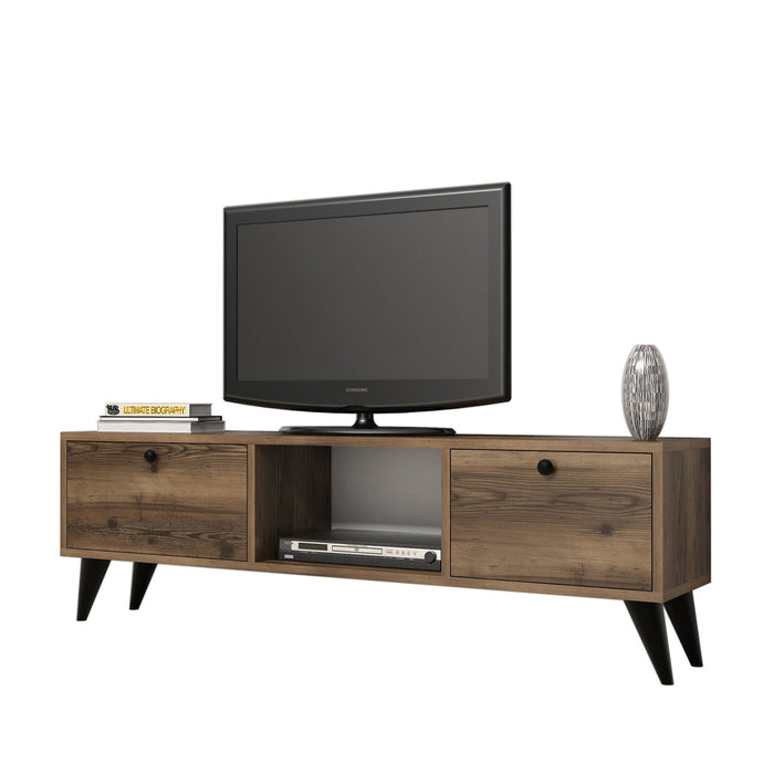 Dimehouse TV Meubel Serenat Walnoot Zwart Melamine 138x42 6x29 5 Cm