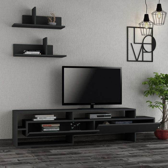 Dimehouse TV Meubel Set Gara Antraciet Melamine 180x42x32 Cm