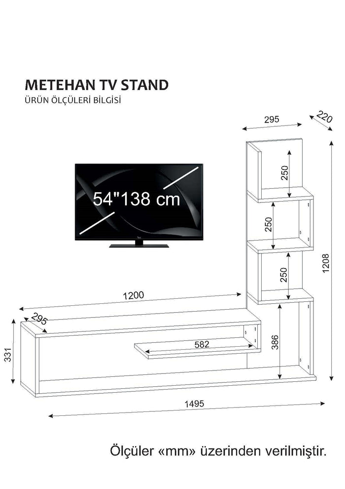 Dimehouse TV Meubel Set Metehan Wit Cordoba Melamine 120x33 1x Cm
