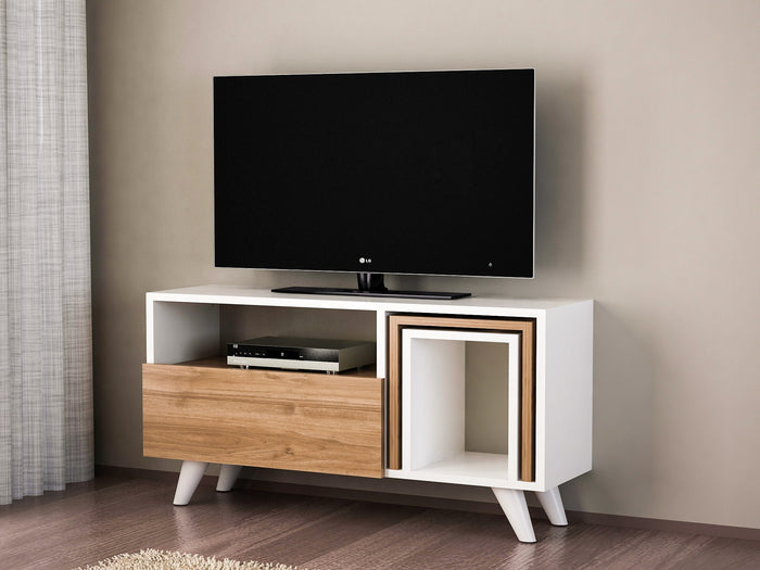 dimehouse TV Meubel Set Novella Wit Walnoot Melamine 90x51x29 5 cm