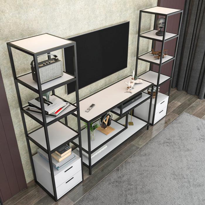 Dimehouse TV Meubel Set Robbins Black Zwart Wit Melamine 198x160x39 Cm