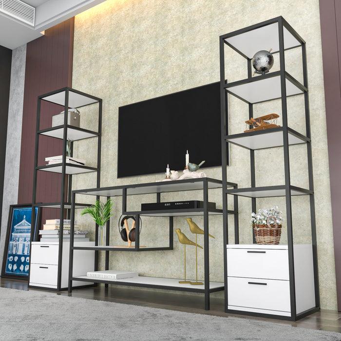 Dimehouse TV Meubel Set Robbins Black Zwart Wit Melamine 198x160x39 Cm