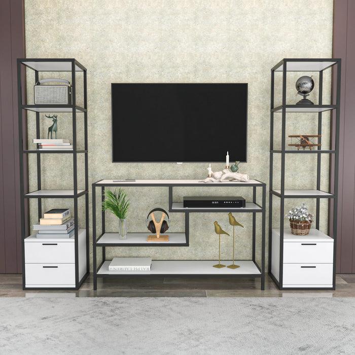 dimehouse TV Meubel Set Robbins Black Zwart Wit Melamine 198x160x39 cm