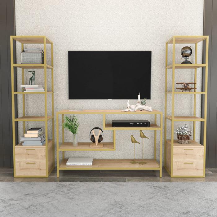 dimehouse TV Meubel Set Robbins Gold Goud Eik Melamine 198x160x39 cm
